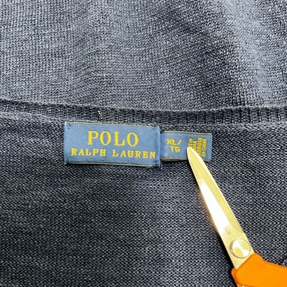 POLO RALPH LAUREN 100% Linen Long Sleeve V-Neck Sweater - Picture 4 of 5